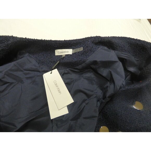 Calvin Klein Double-Breasted Textured Blazer, Navy, 8 - Picture 8 of 10
